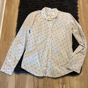 NWOT FRANK & EILEEN Barry Shirt Plaid Palm Tree Embroidered Print Size M